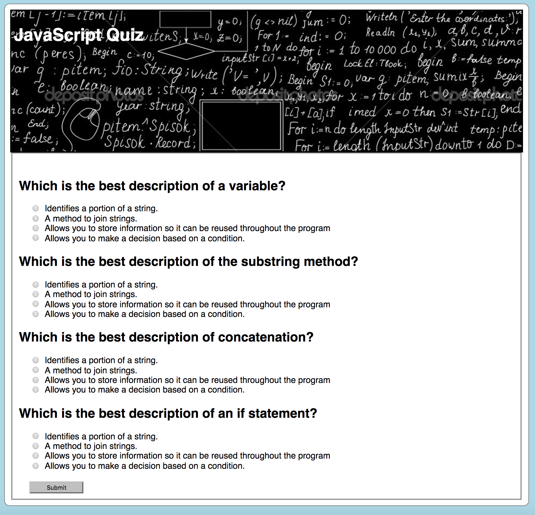 Codeactually Interactive Quiz